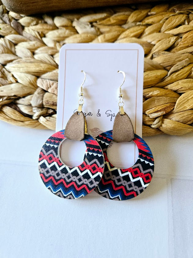 Bohemian Tribal Round Leather Earrings