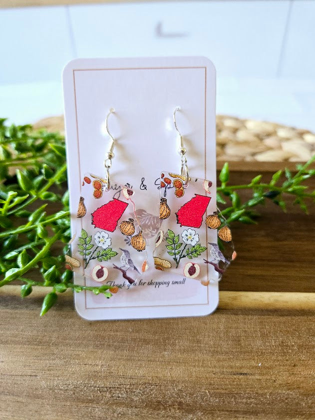 Georgia State Shape Acrylic Earrings