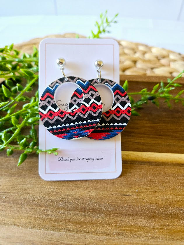 Western Hoop Post Dangle Earrings