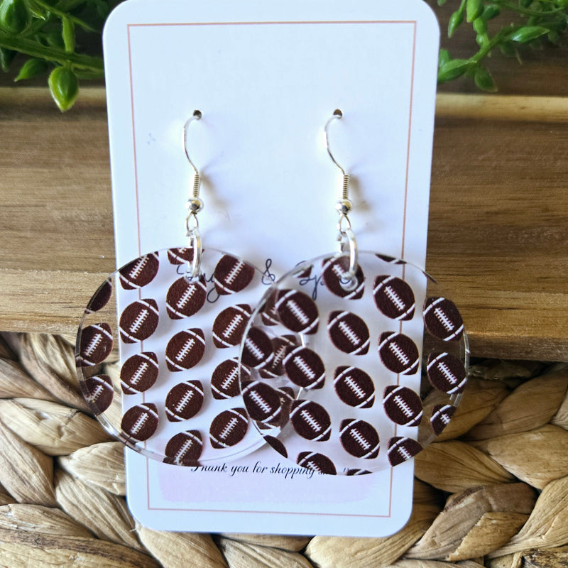 Football Round Acrylic Earrings