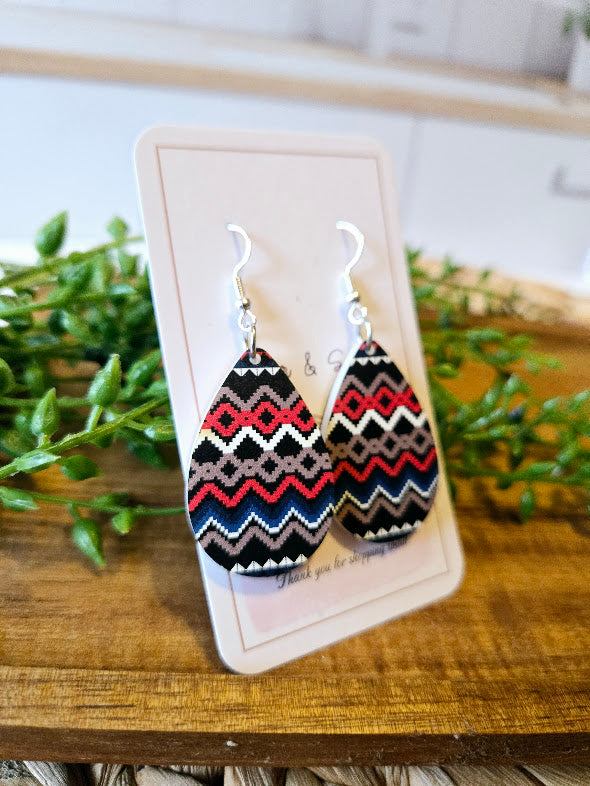 Southwestern Navajo Pattern Tear Drop Earrings