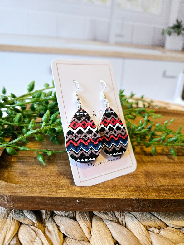 Southwestern Navajo Pattern Tear Drop Earrings