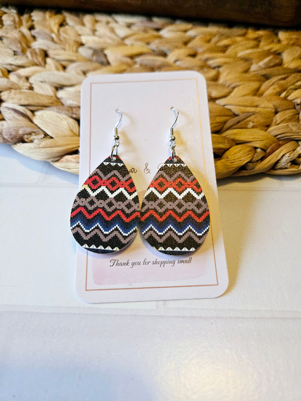 Southwestern Navajo Pattern Tear Drop Earrings