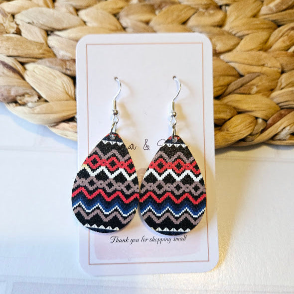 Southwestern Navajo Pattern Tear Drop Earrings