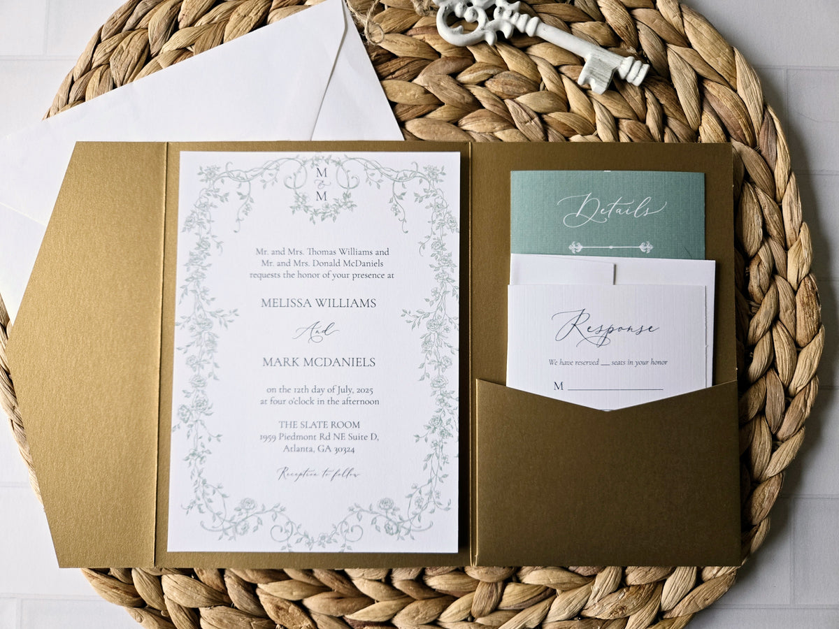 Elegant Greenery Olive Leaf Wedding Invitation Suite