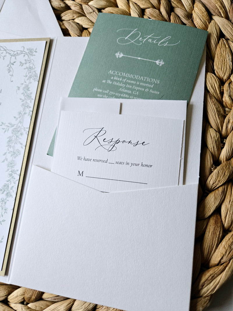 Elegant Greenery Olive Leaf Wedding Invitation Suite