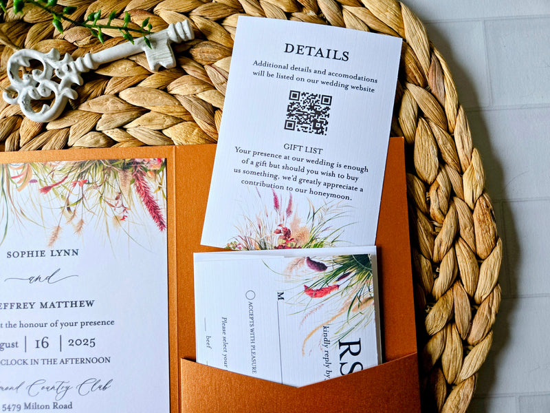 Wild Grass Boho Wedding Invitation Suite