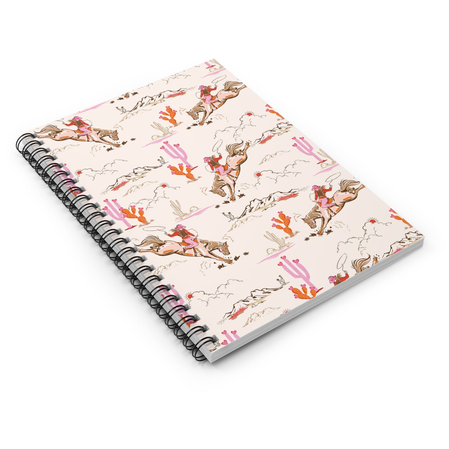 Howdy Cowgirl Hearts Spiral Notebook Journal for Western Kids & Teens