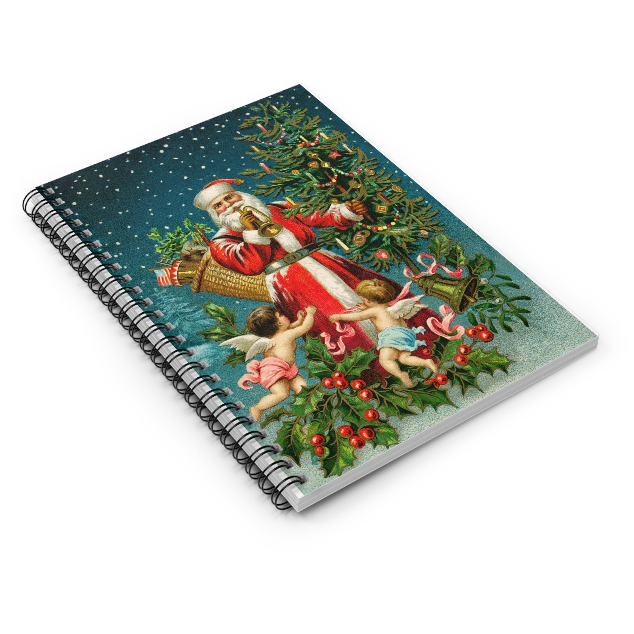 Vintage Santa and Christmas Tree Spiral Notebook