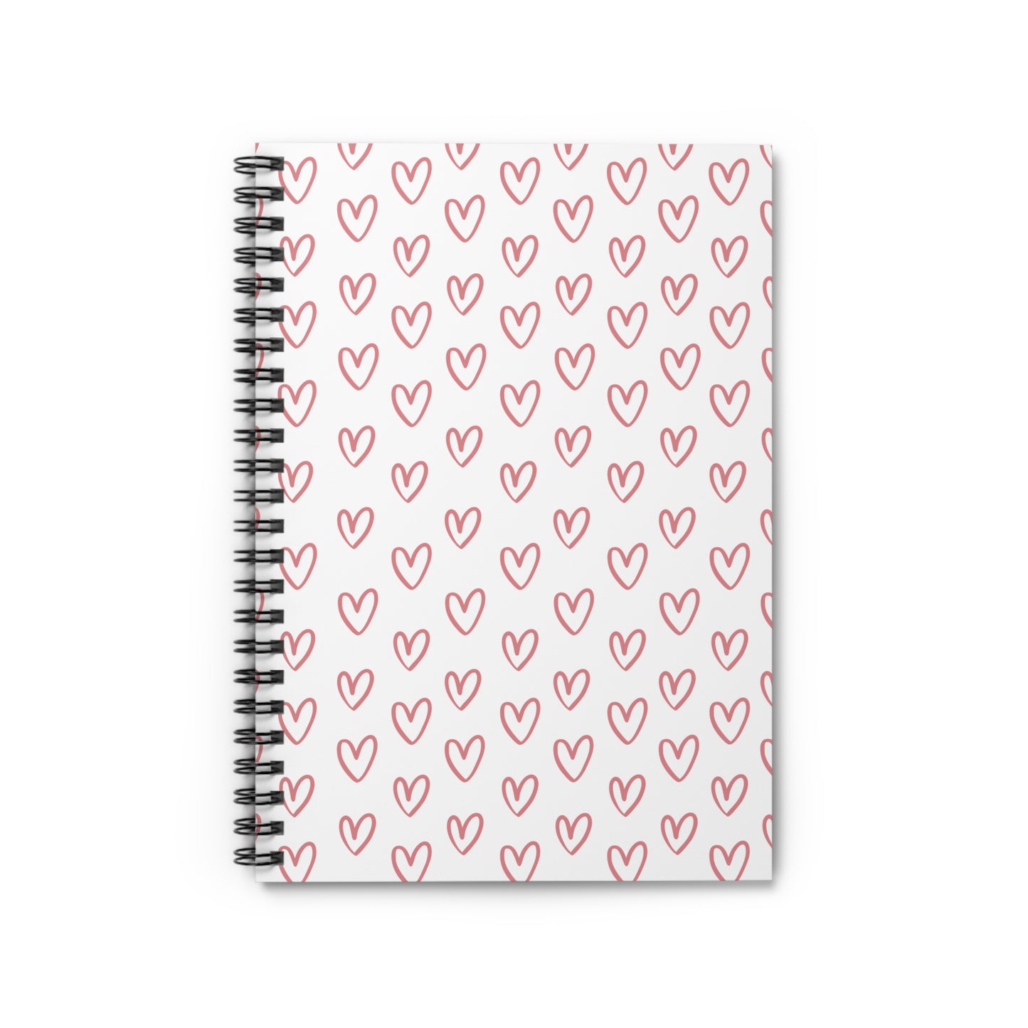 Pink Hearts Valentine Spiral Notebook — Ruled Love Journal for Valentine's Day