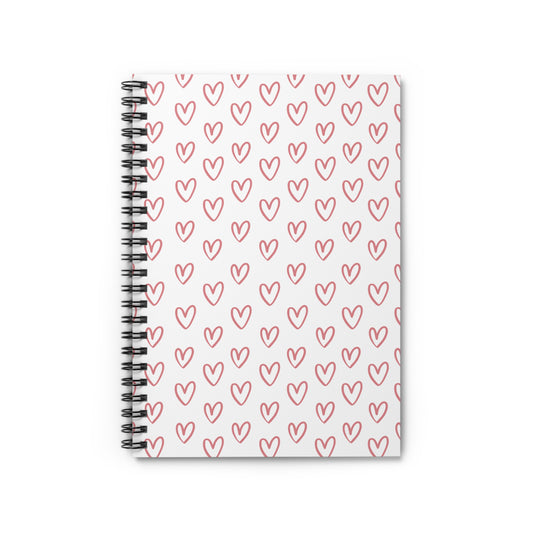 Pink Hearts Valentine Spiral Notebook — Ruled Love Journal for Valentine's Day
