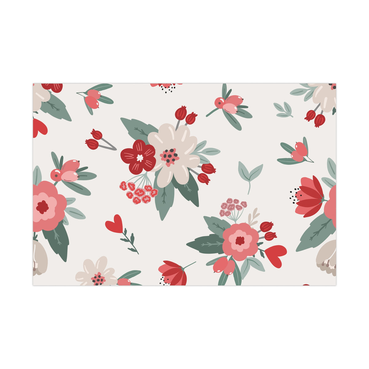 Valentine Pink Red Floral Wrapping Paper