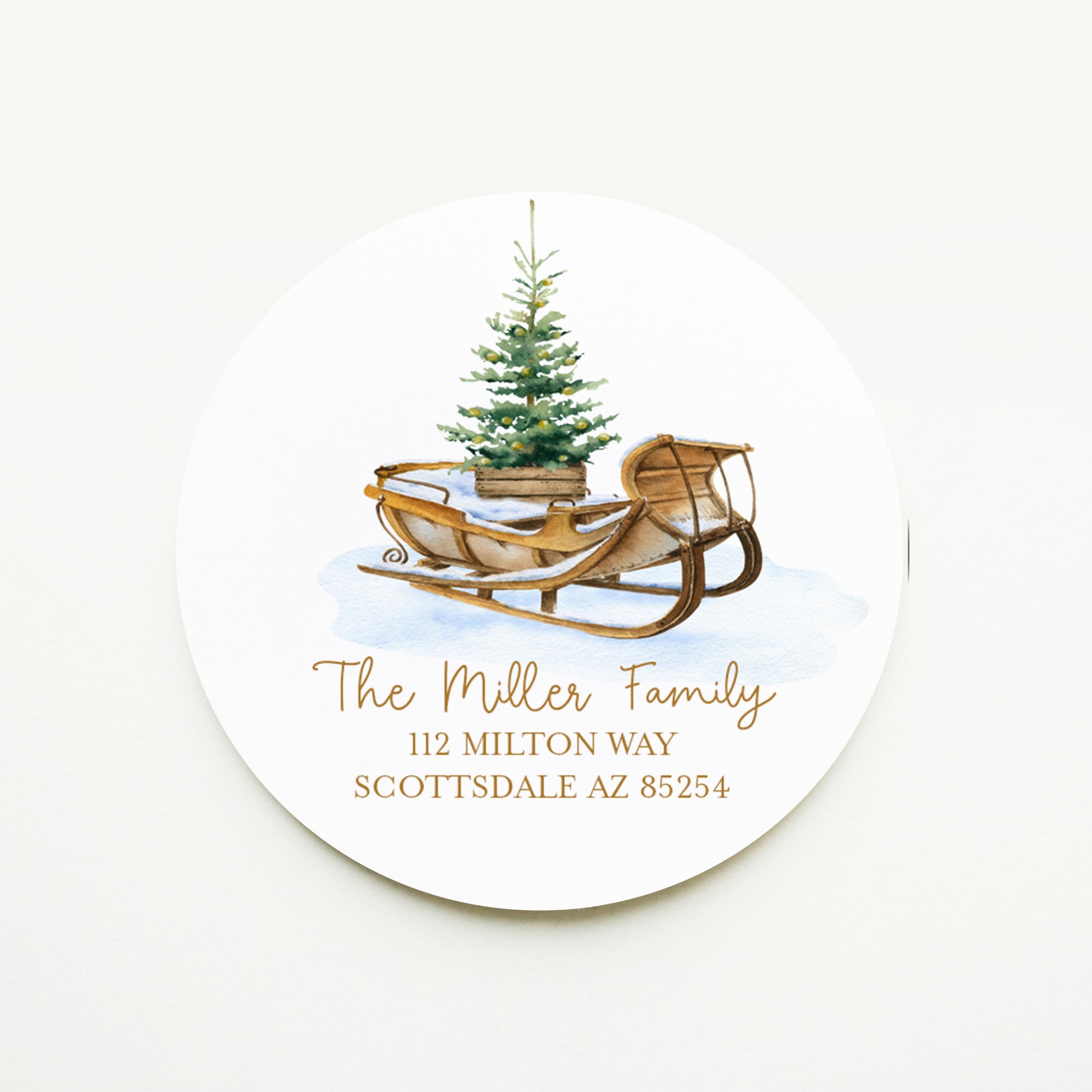 Christmas Sleigh in the Snow Return Address Sticker