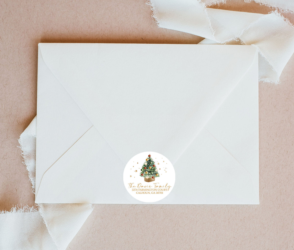 Pretty Gold Christmas Return Address Sticker or Label