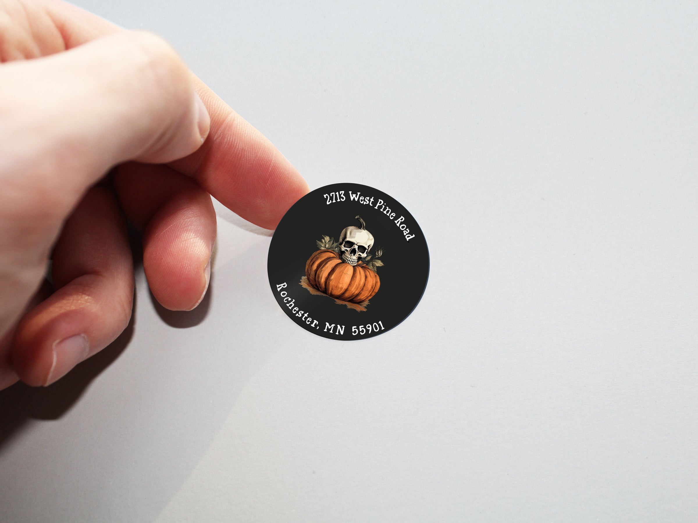 Halloween Skull and Pumpkin Return Address Sticker