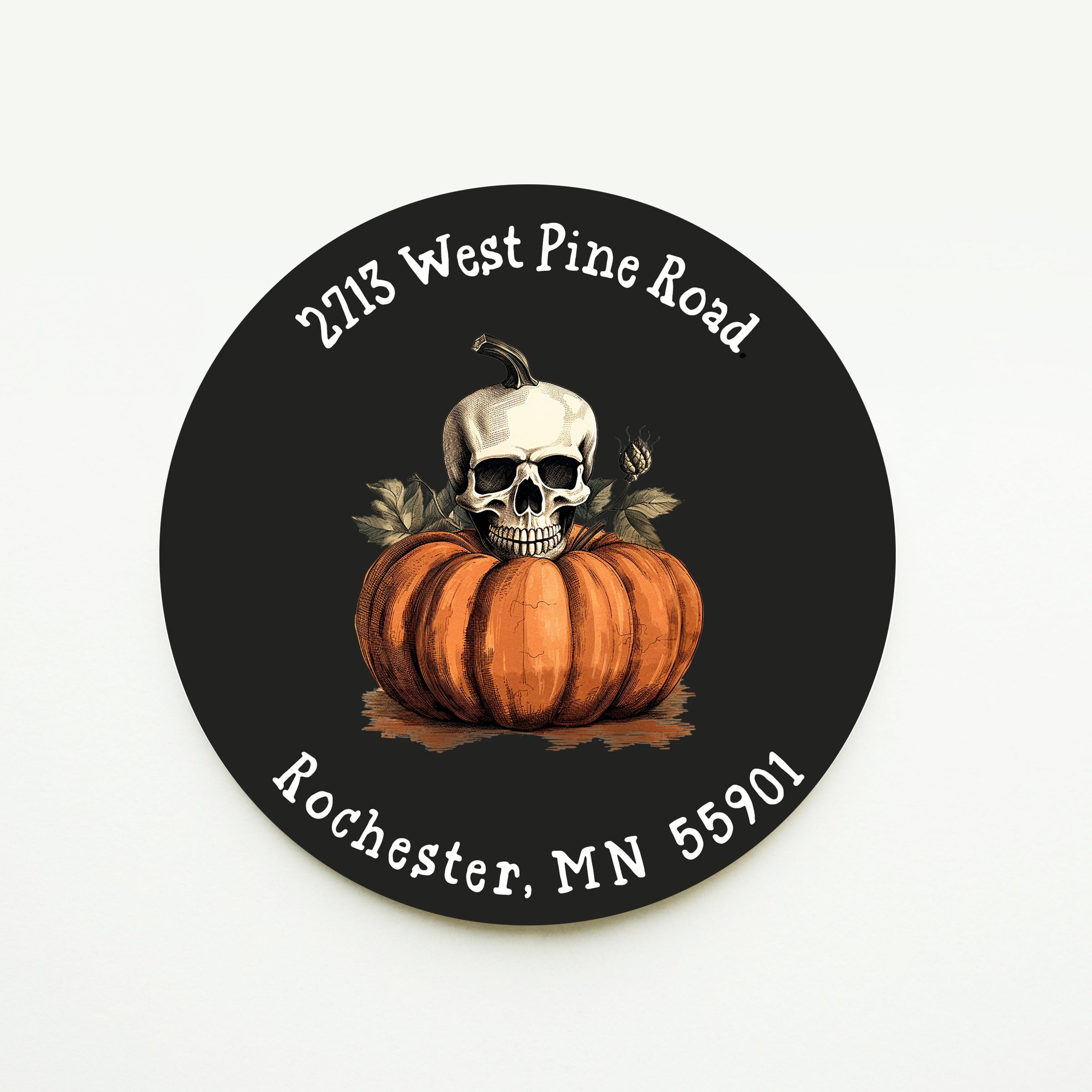 Halloween Skull and Pumpkin Return Address Sticker