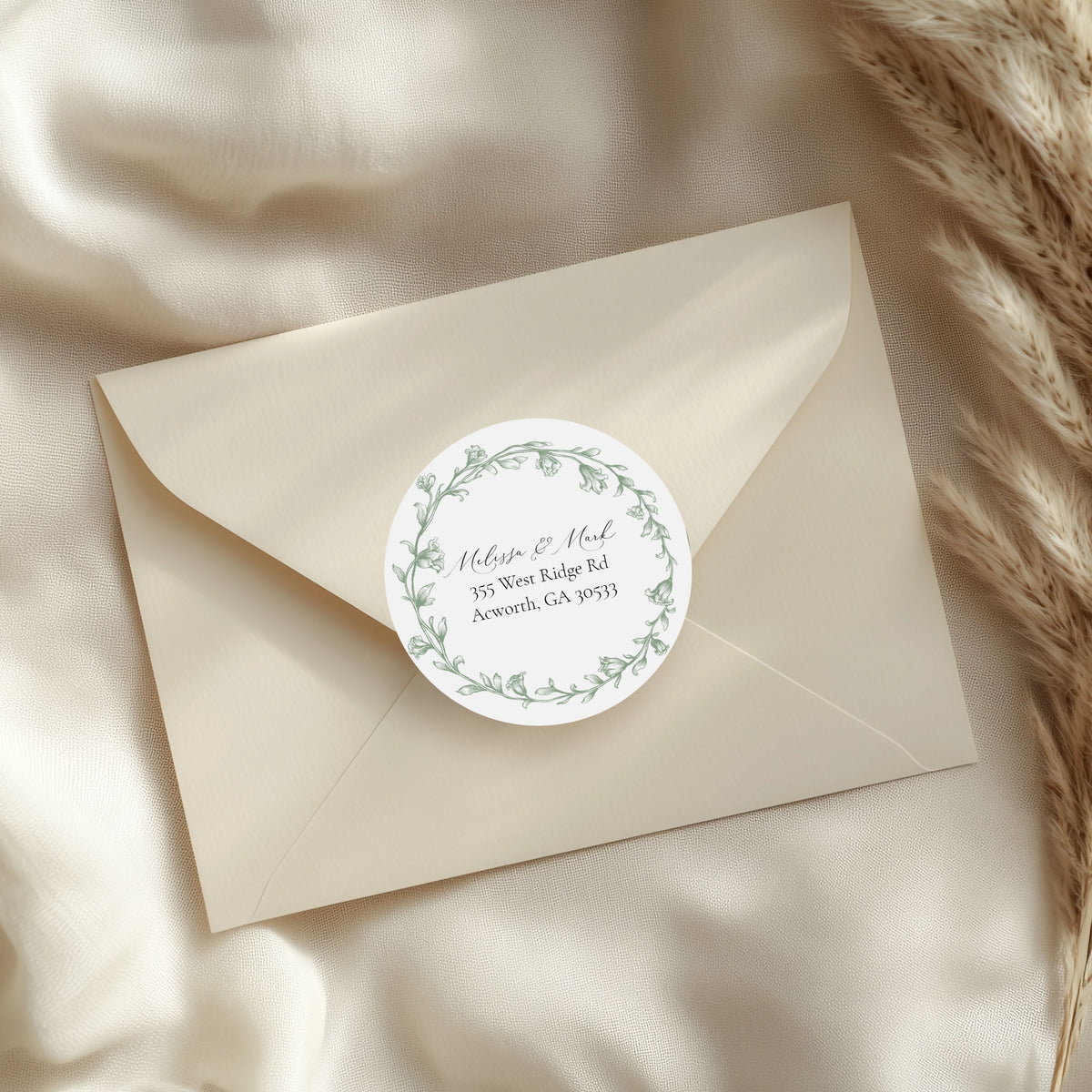 Elegant Greenery Olive Leaf Return Address Sticker or Label