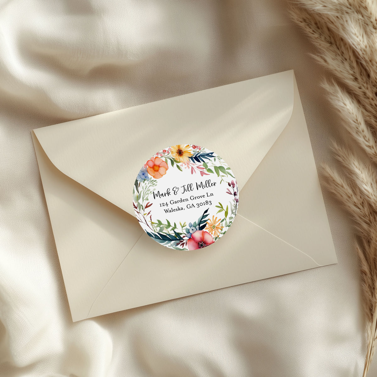 Watercolor Floral Return Address Sticker