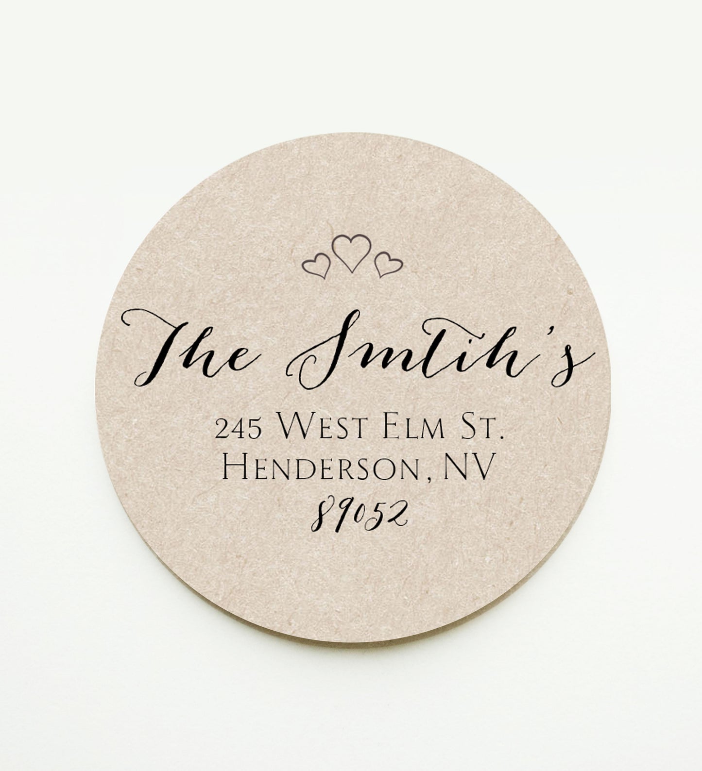 Kraft Hearts Wedding Return Address Sticker