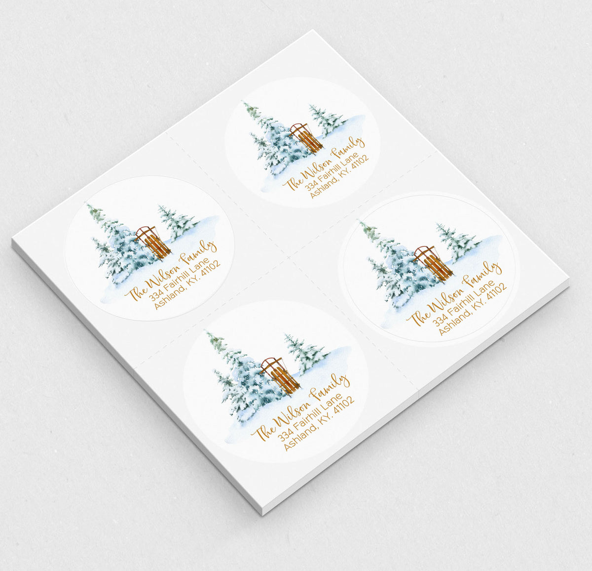 Winter Sleigh Christmas Return Address Sticker