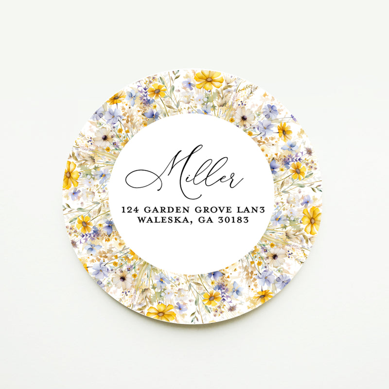 Yellow Wildflower Return Address Sticker