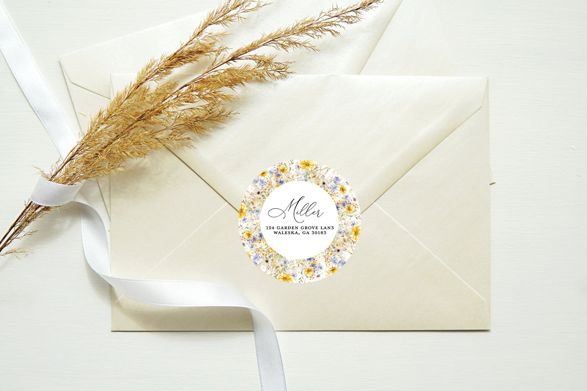 Yellow Wildflower Return Address Sticker