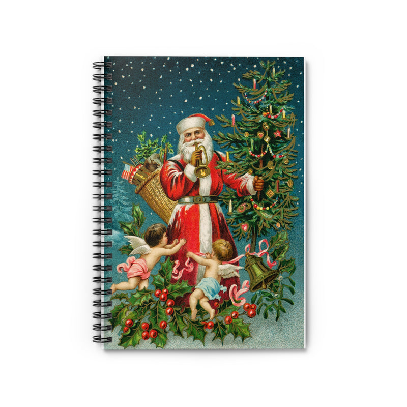 Vintage Santa and Christmas Tree Spiral Notebook