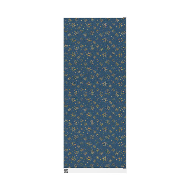 Gold Snowflak Blue Wrapping Paper