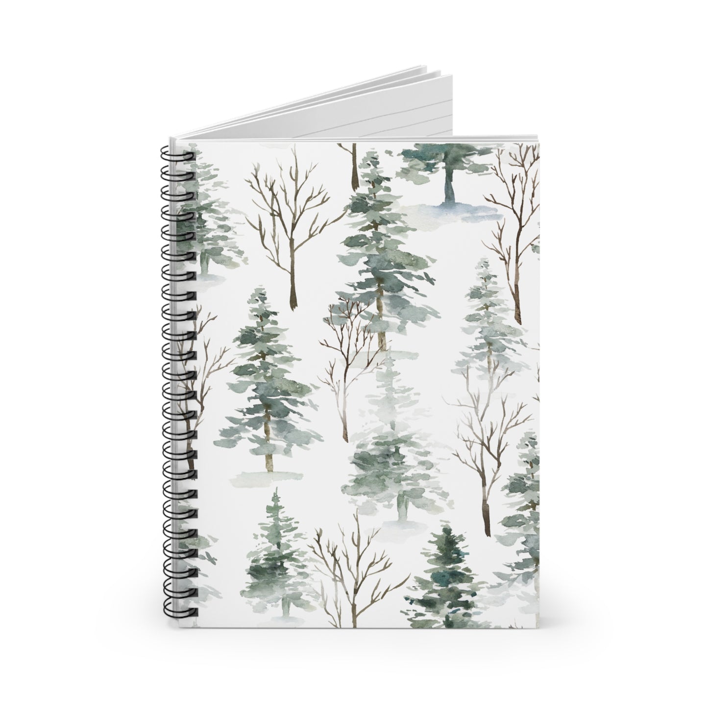 Watercolor Winter Forest Spiral Notebook Ruled Journal
