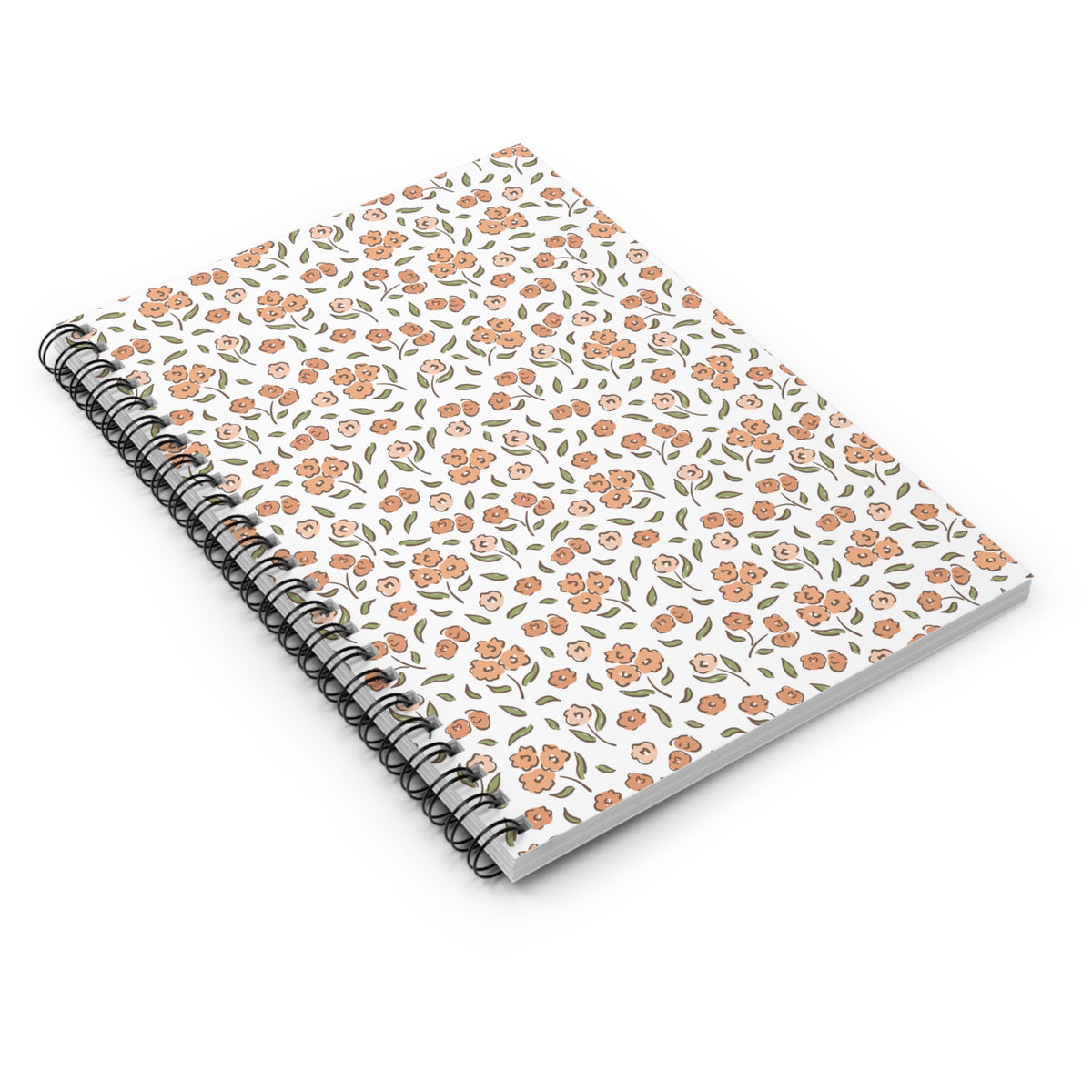 Pink Floral Orange Spiral Notebook