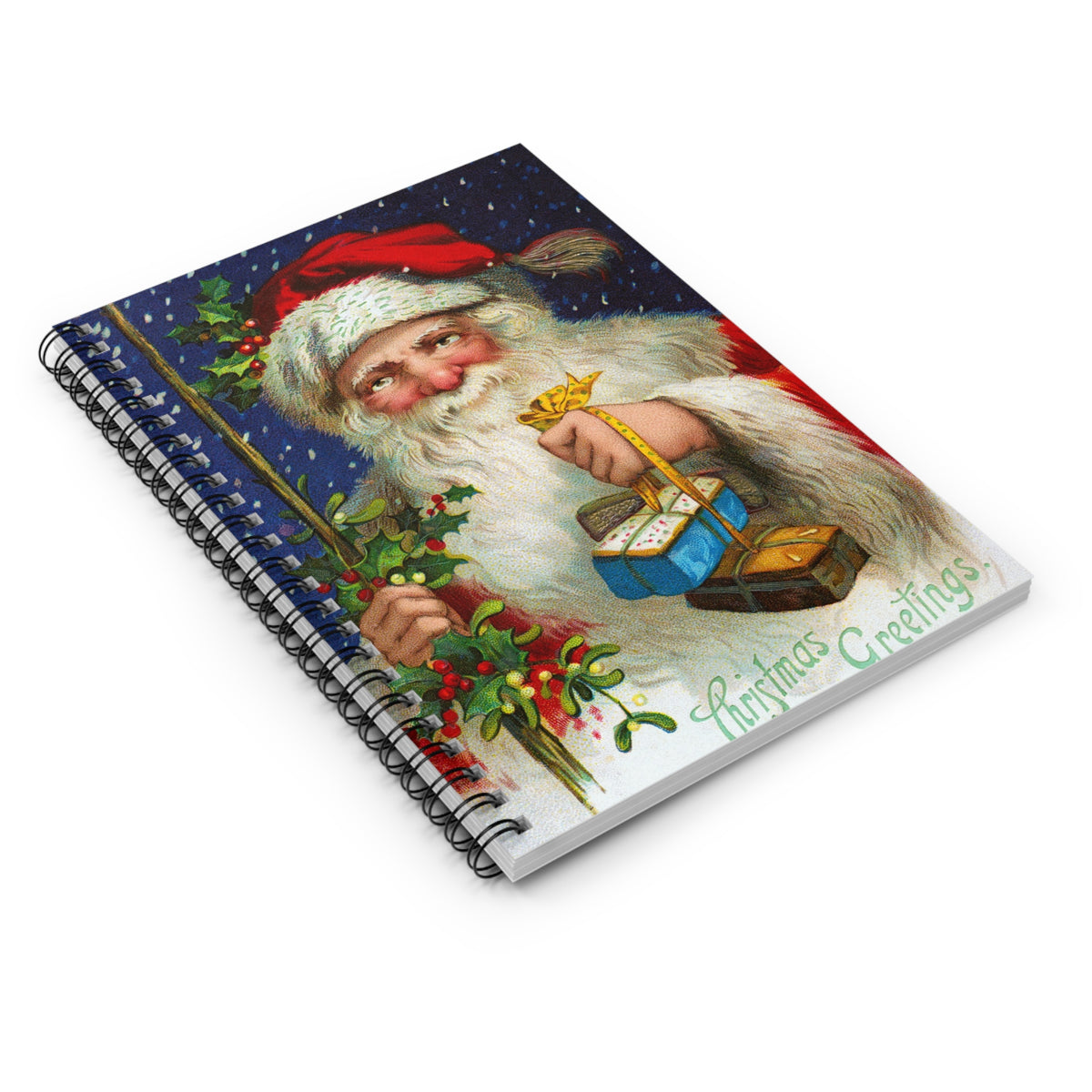 Vintage Sant Christmas Tree Spiral Notebook