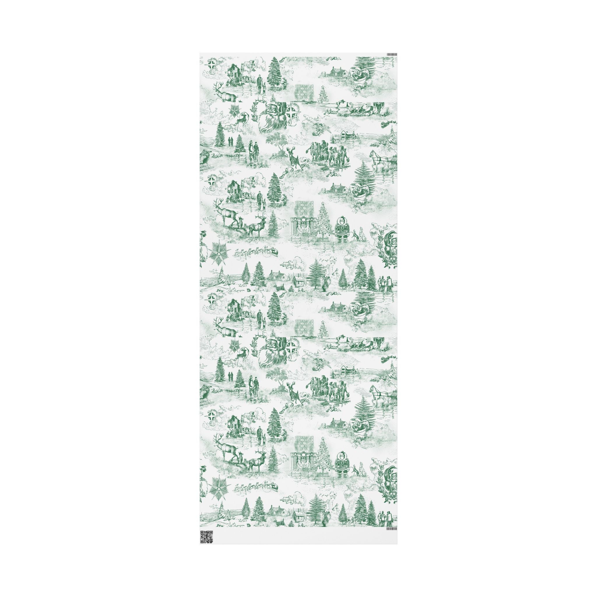 Vintage Santa Wrapping Paper Roll- Green