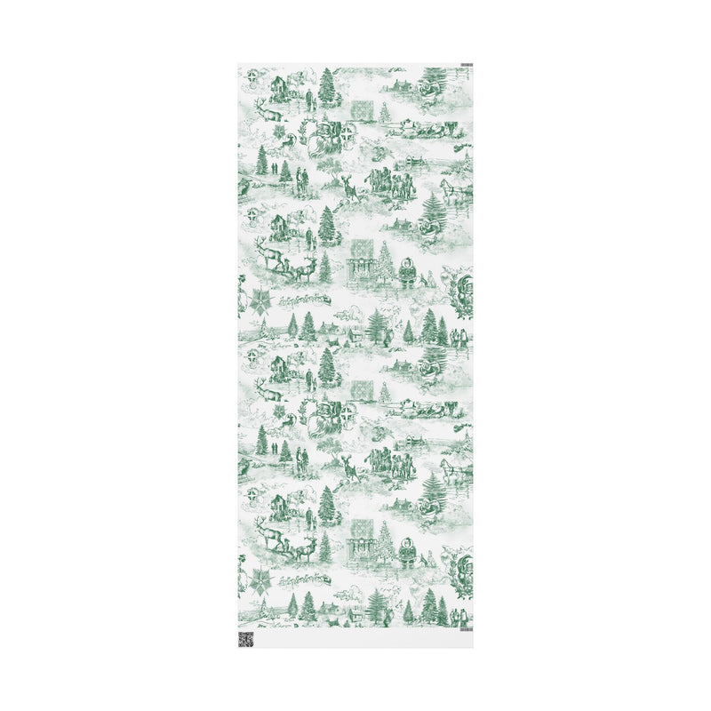 Vintage Santa Wrapping Paper Roll- Green