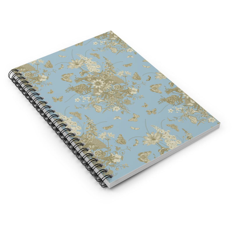 Vintage Garden Blue and Gold Flowers Spiral Notebook