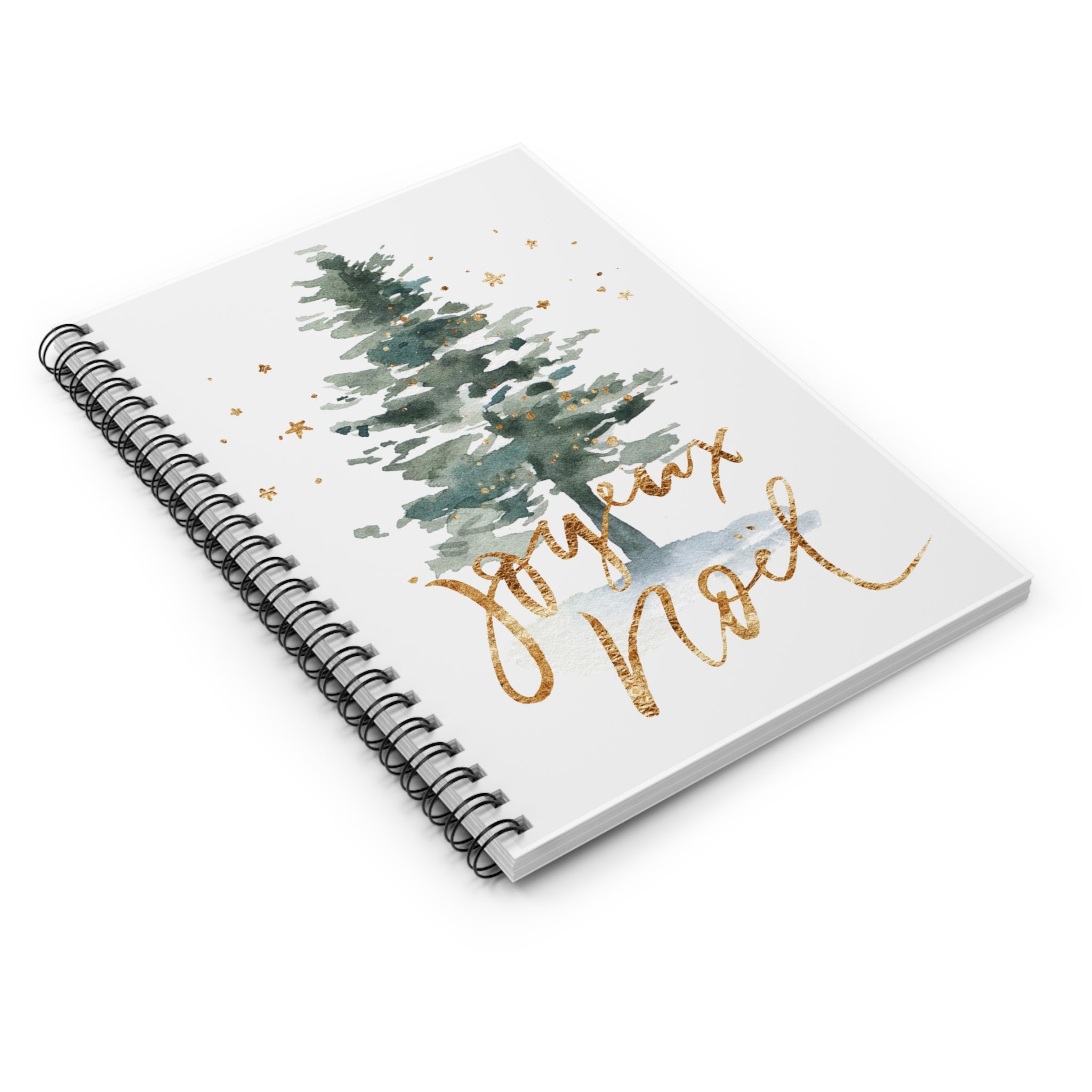 Gold Watercolor Christmas Tree Notebook