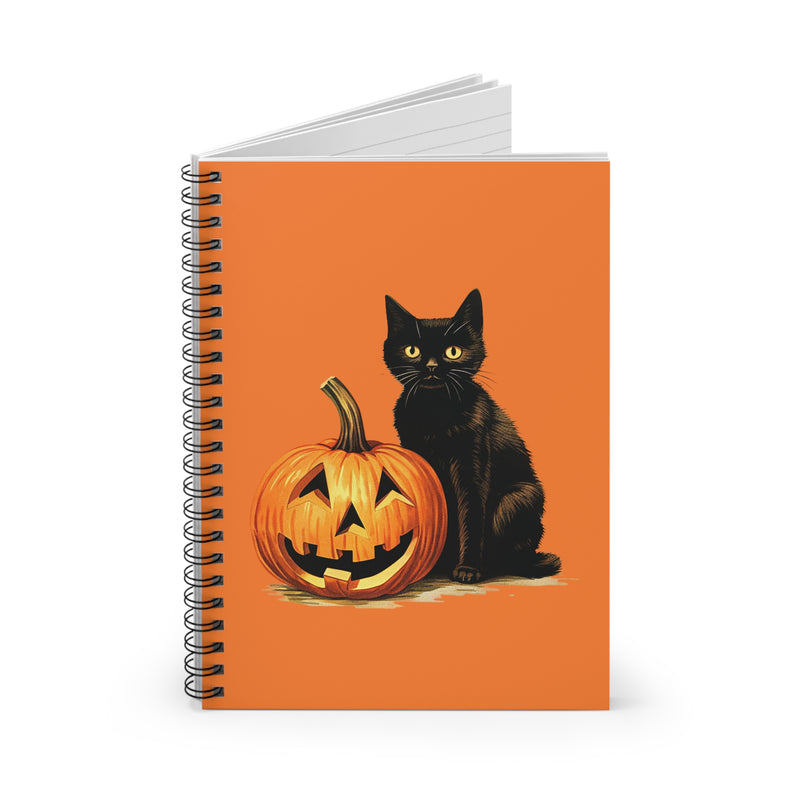 Halloween Black Cat and Pumpkin Notebook