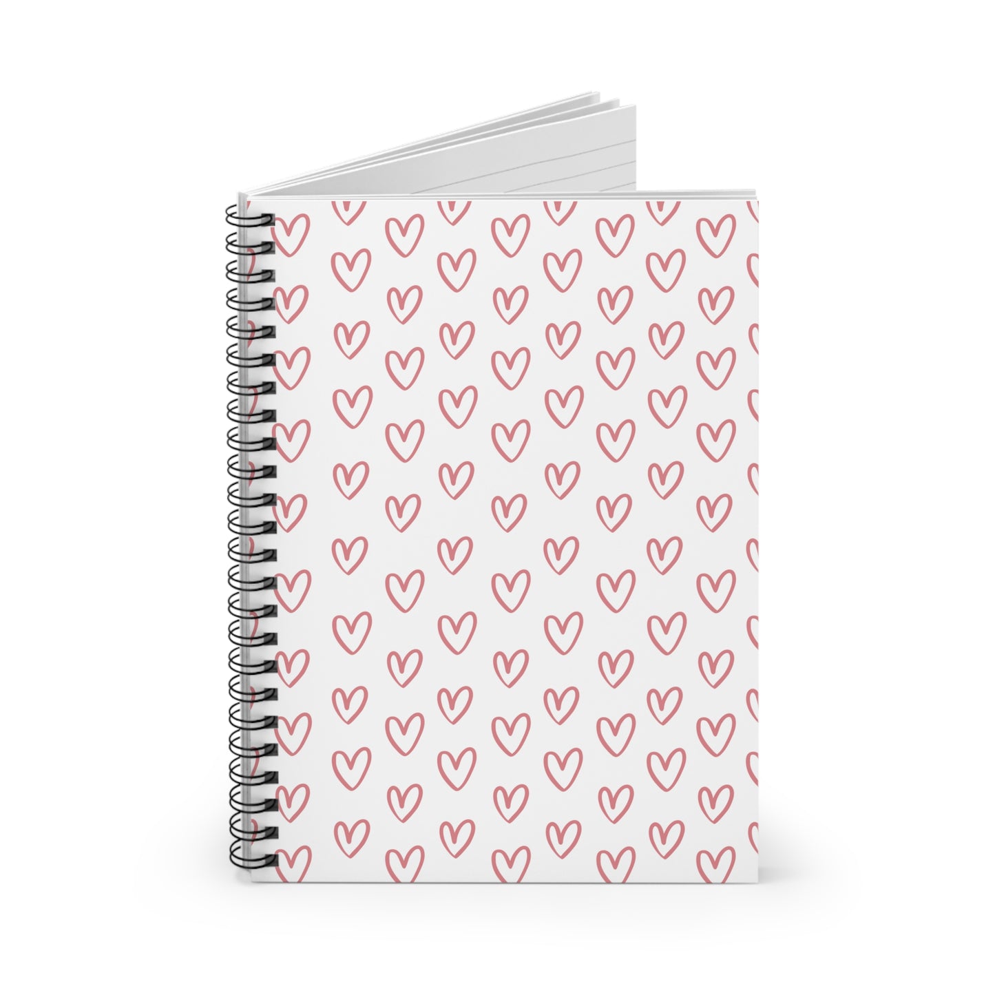 Pink Hearts Valentine Spiral Notebook — Ruled Love Journal for Valentine's Day