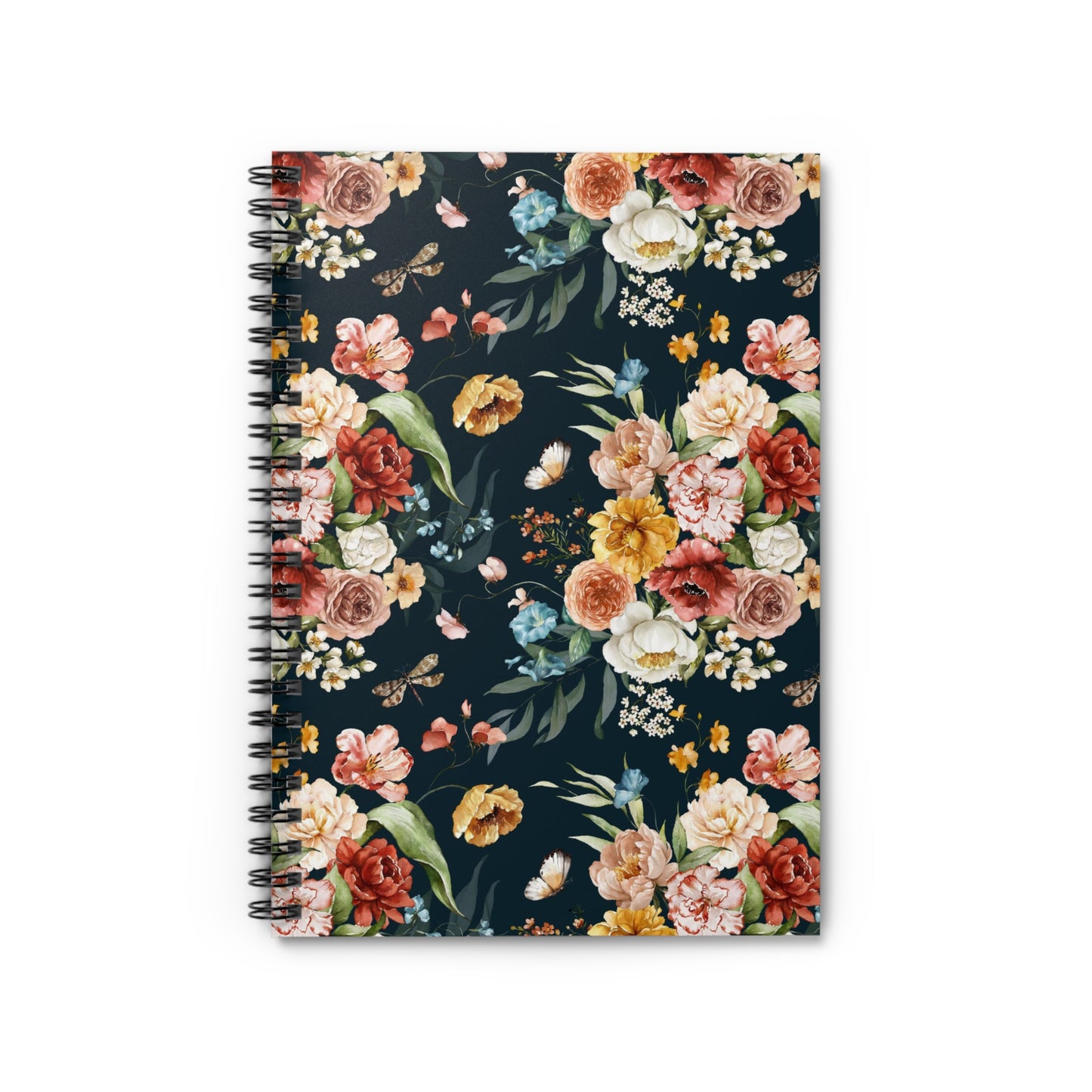 Navy Floral Spiral Notebook