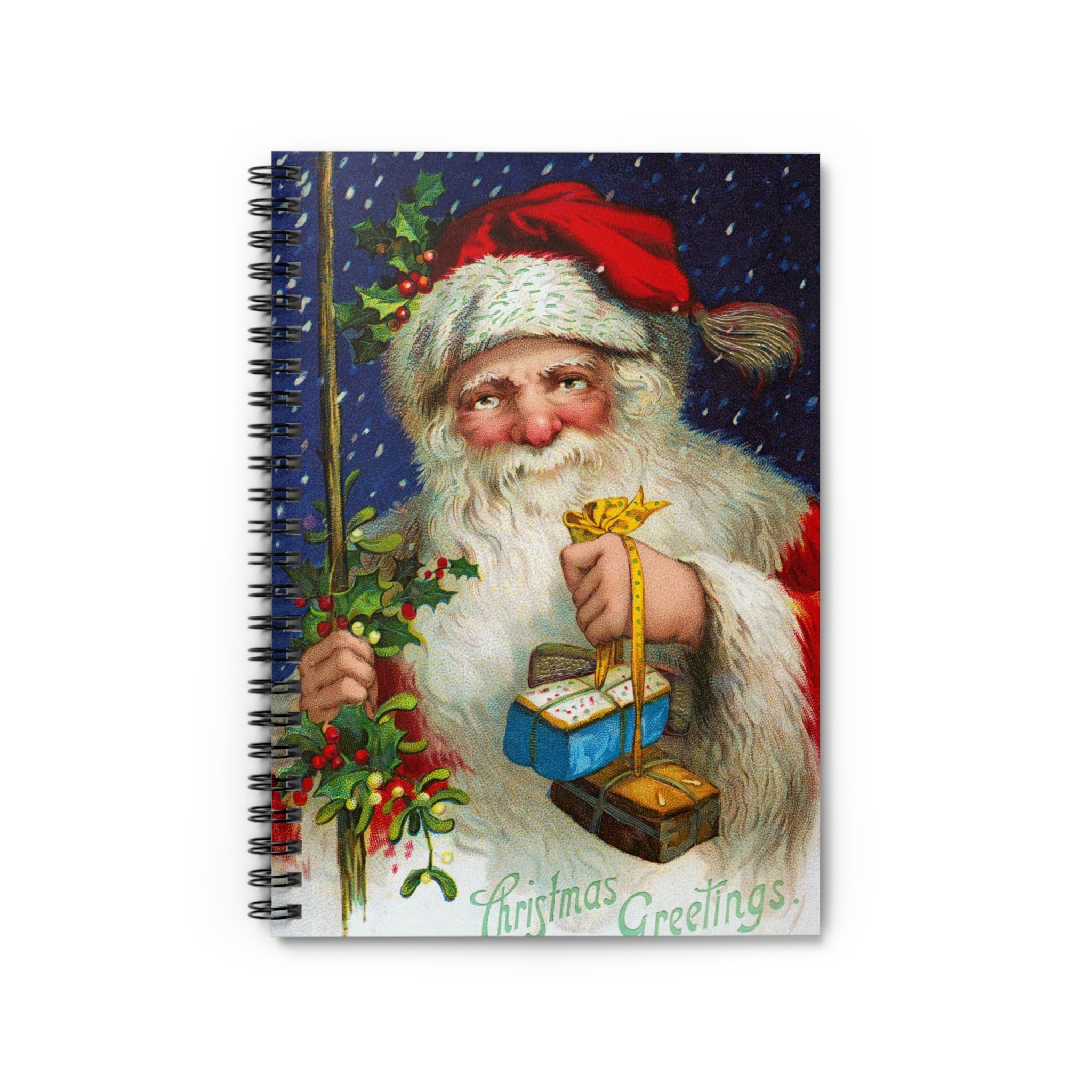 Vintage Sant Christmas Tree Spiral Notebook