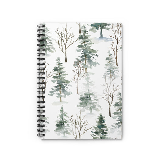 Watercolor Winter Forest Spiral Notebook Ruled Journal