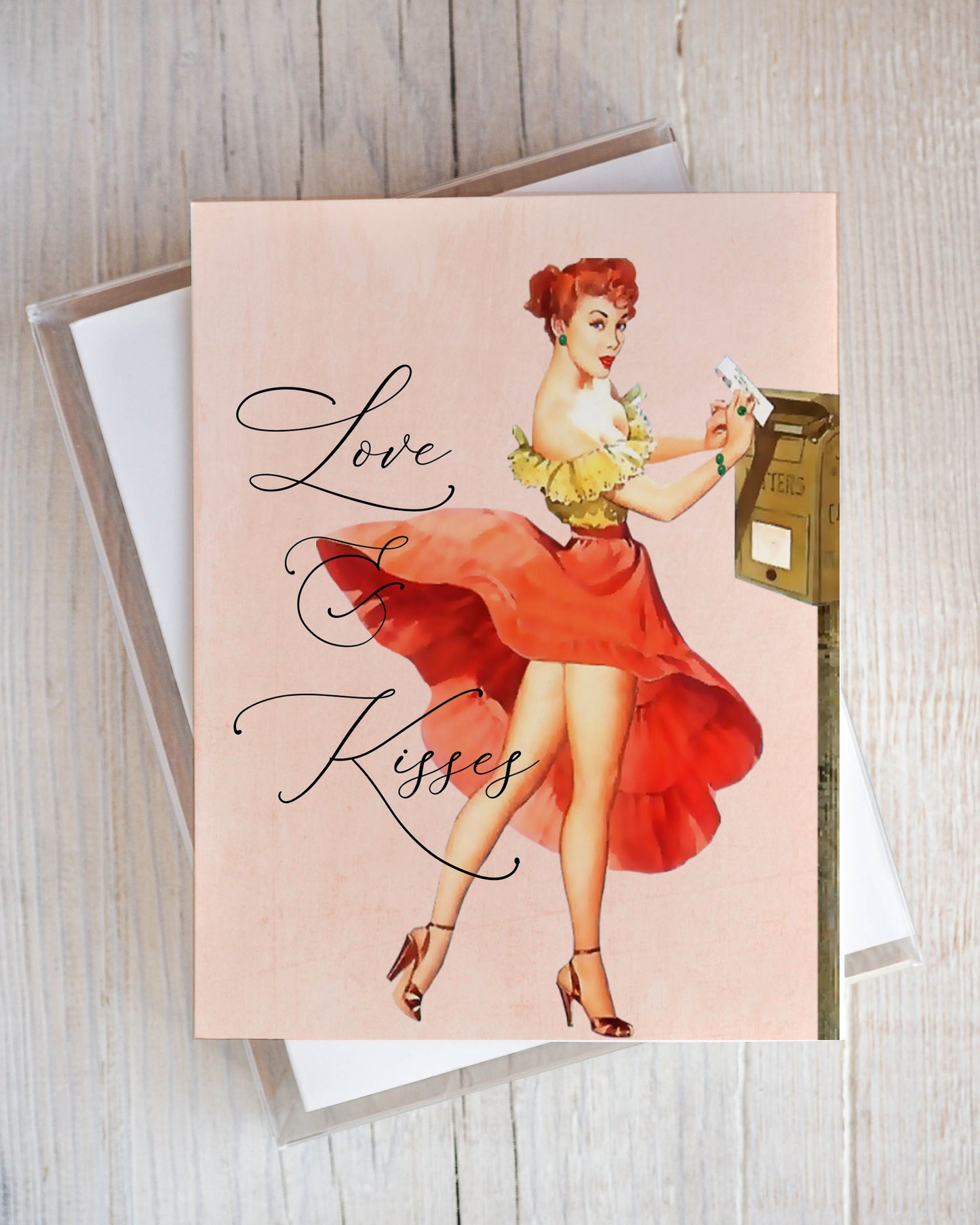 Love and Kisses Retro Greeting Card
