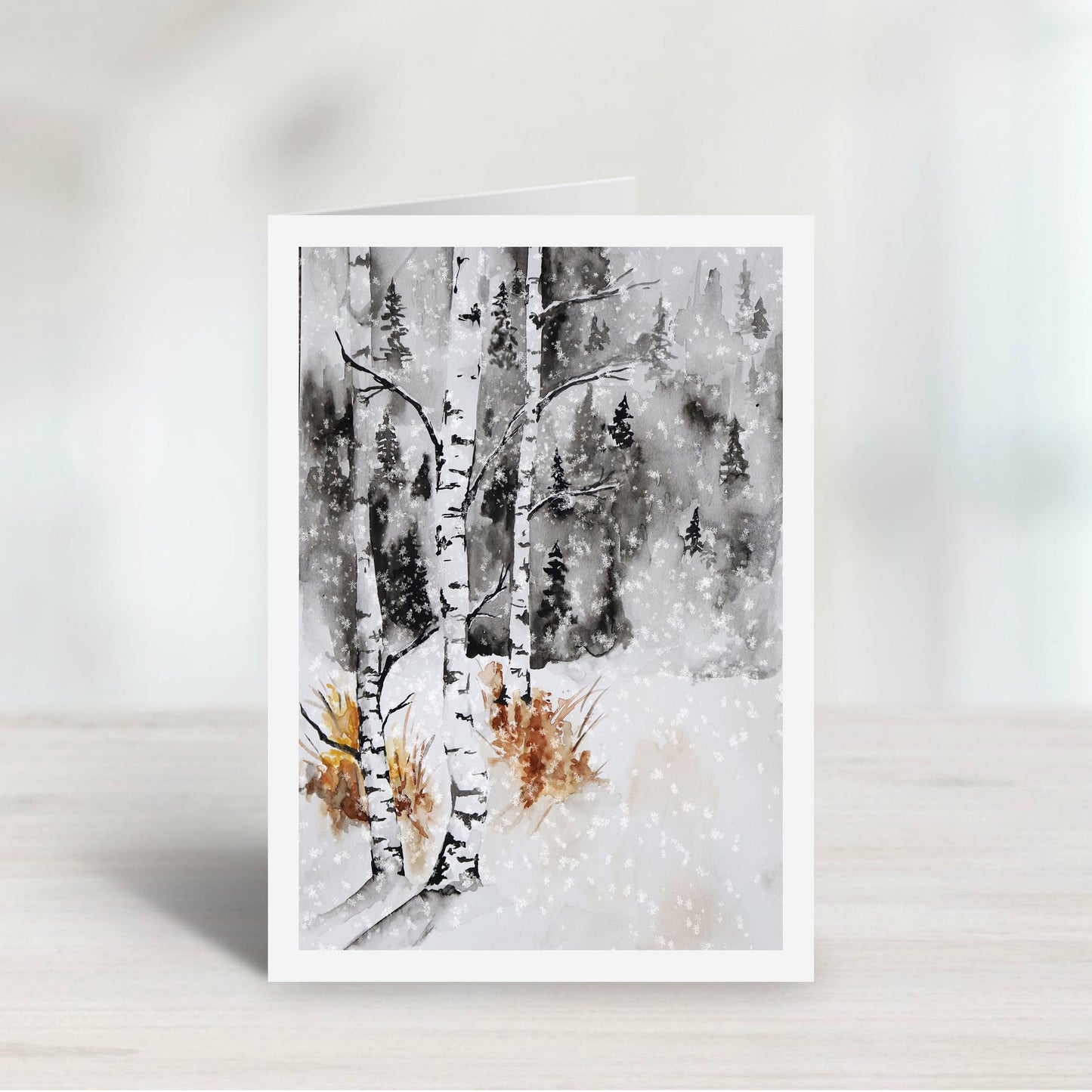 Winter Scene Birch Tree Greeting Card