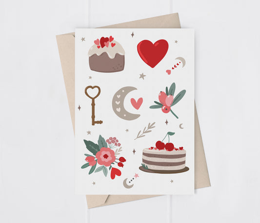Valentine Icons Greeting Card