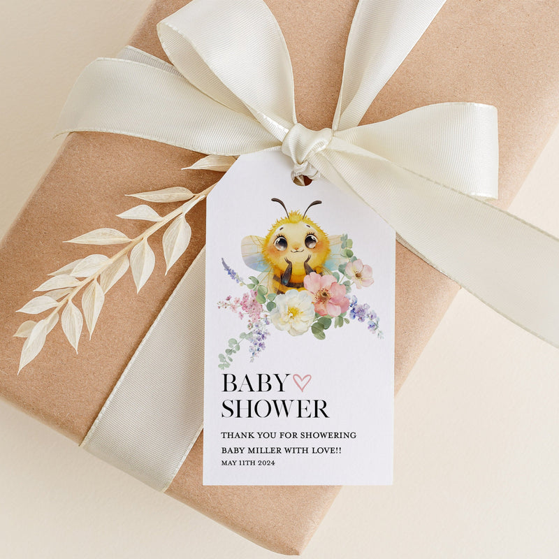 Cute Baby Bee Baby Shower Thank You Gift Tag