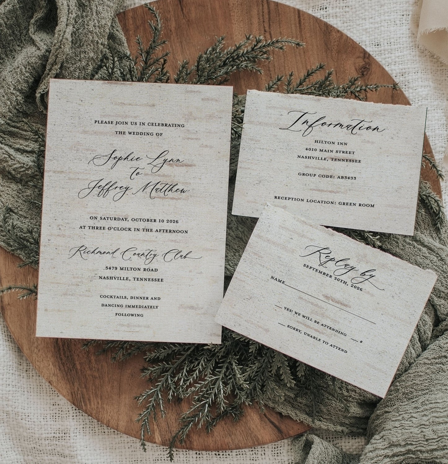 Birch Tree Forest Wedding Invitation Suite