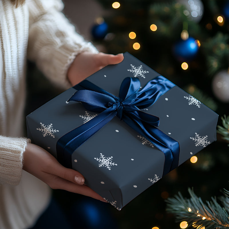 Snowflakes Winter Blue Christmas Wrapping Paper Sheets