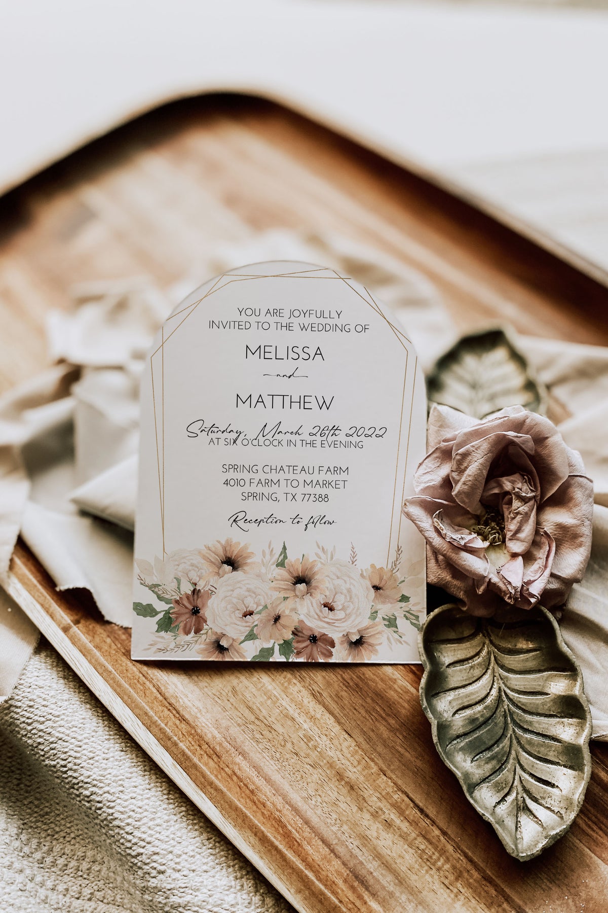 Boho Floral Arch Wedding Invitation