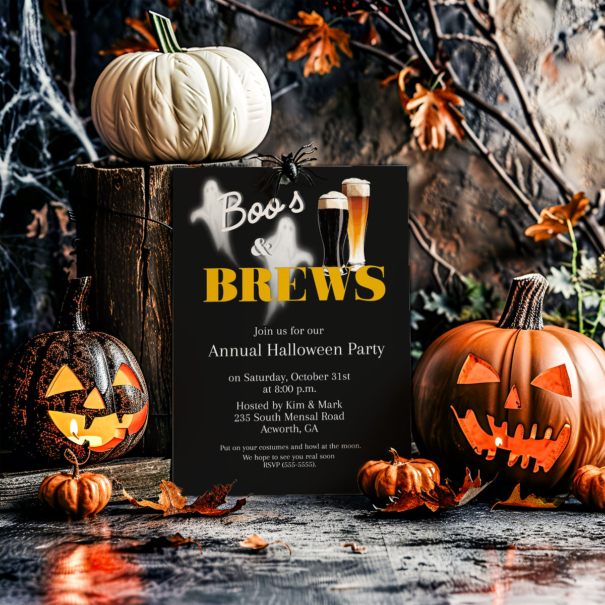 Boo's and Brews Halloween Invitation