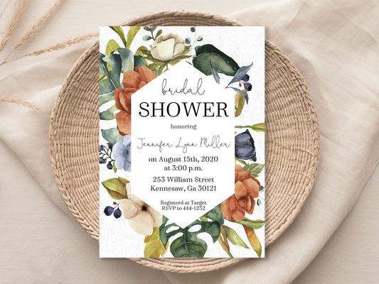 Botanical Floral Bridal Shower Invitation