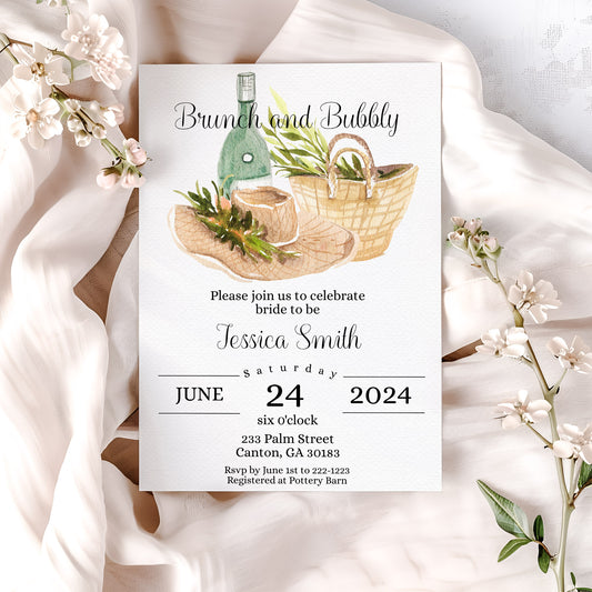Brunch and Bubbly Picnic Bridal Shower Invitation